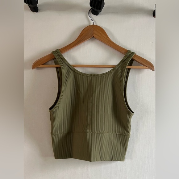 NWOT Lululemon Power Pivot Ribbed Tank Top - Bronze Green - Picture 1 of 3